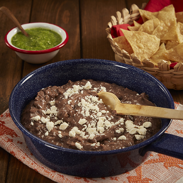 Refried black beans with cheese