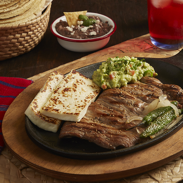 Skirt Steak with Grilled Panela