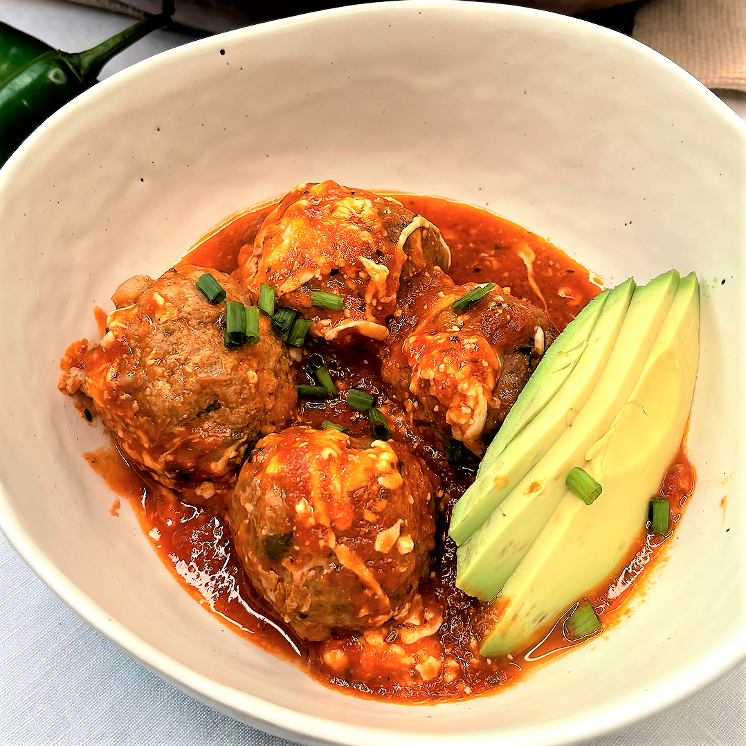 Meatballs TexMex style with Queso Oaxaca