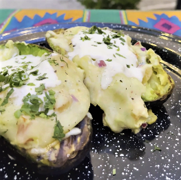 Grilled Avocado stuffed with Queso Manchego
